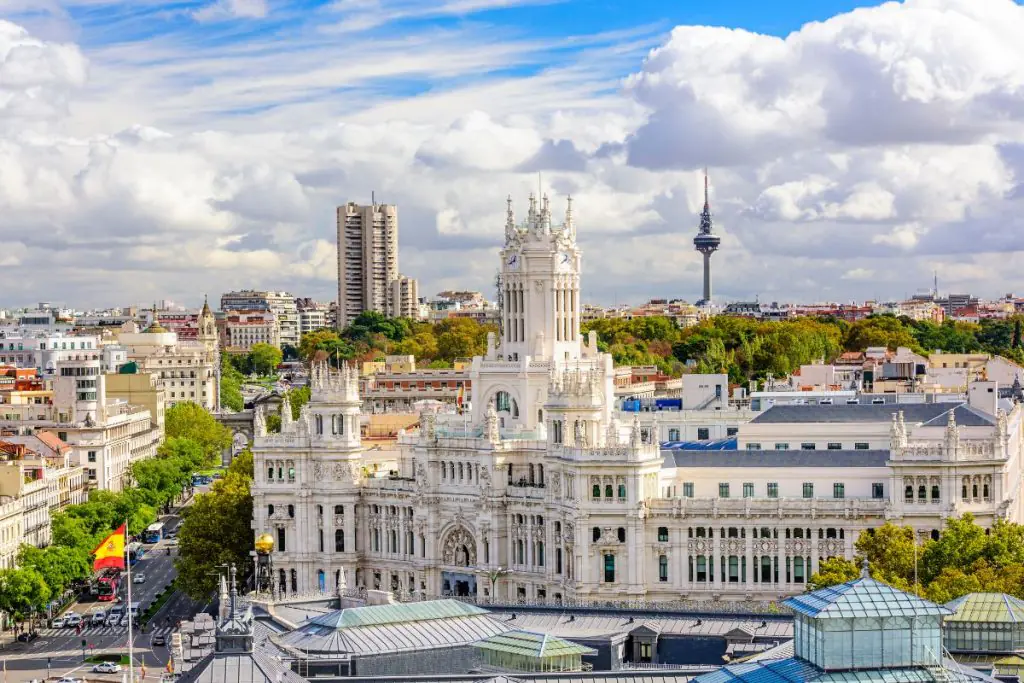 A skyline view of Madrid, a popular location for digital nomads