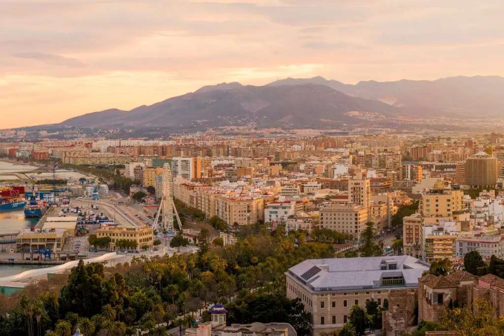 A cityscape view of Malaga, one of the best cities in Spain for digital nomads