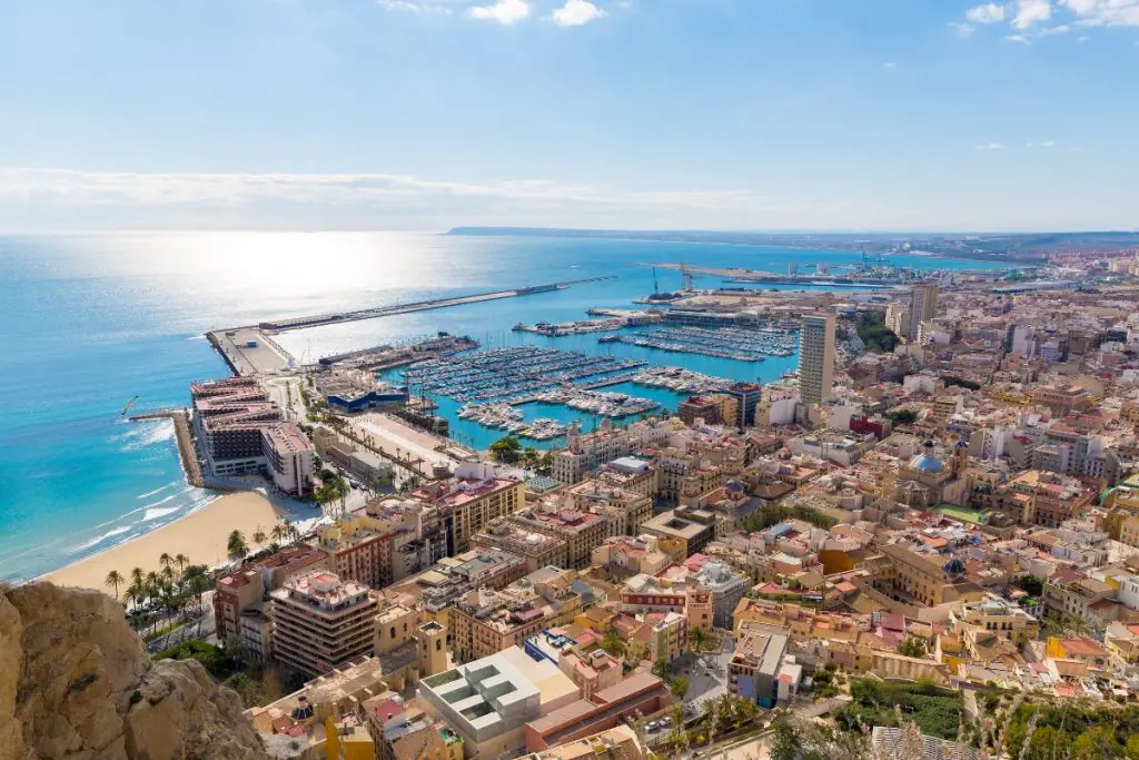 A panoramic view of Alicante city and sea