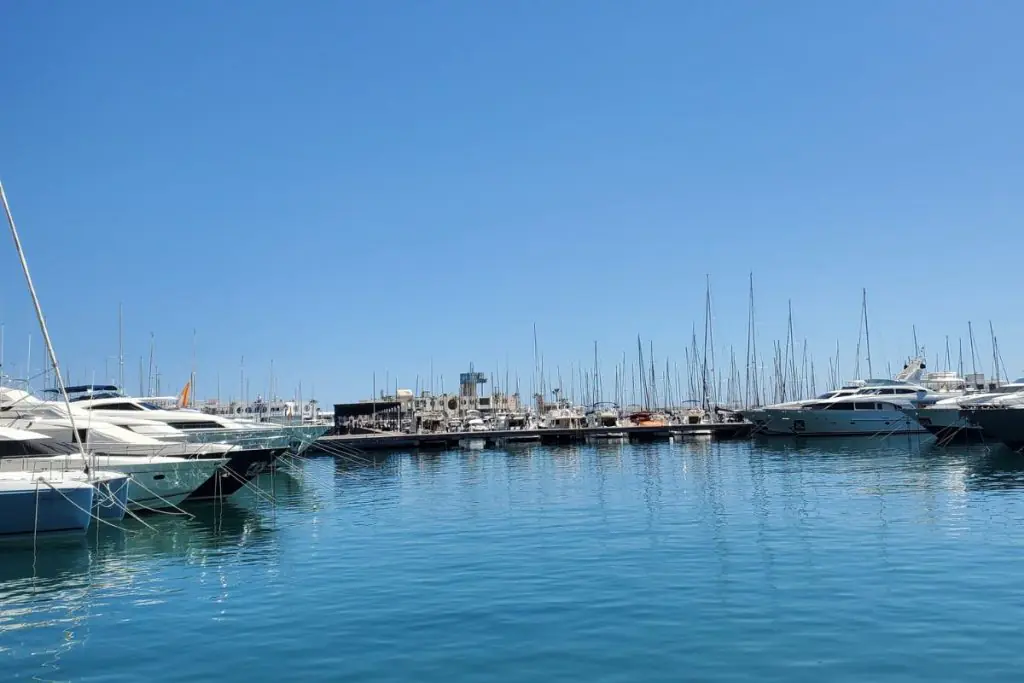 Alicante port view with boats