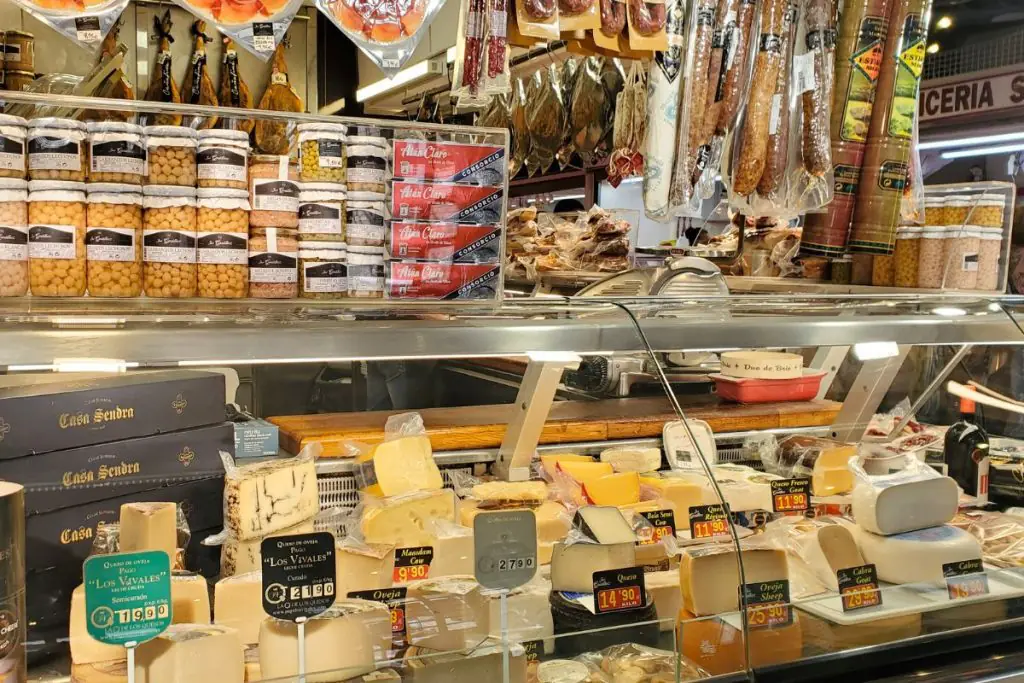 cheese stall at Alicante central market