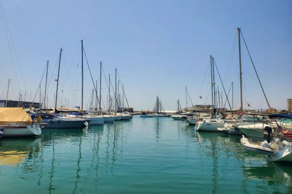 santa pola marina boats Boats lined up in Santa Pola marina
