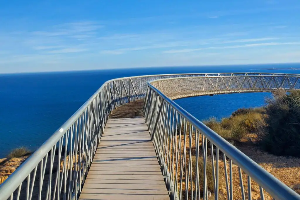 santa pola skywalk The skywalk in Santa Pola, a metal walk way reaching out over the sea